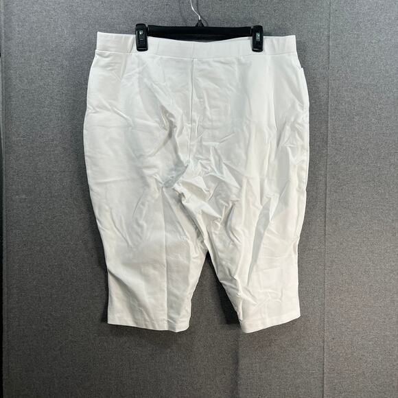 Susan Graver Weekend Petite Premium Stretch Slim Leg Pedal White, Petite 1X - Picture 2 of 10